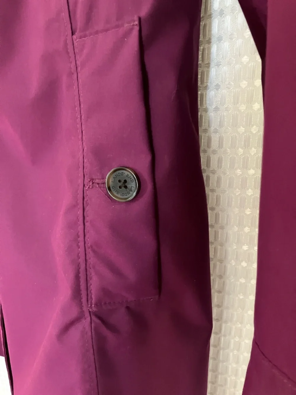 Lands' End Fuchsia Purple Spring Raincoat Trench Jacket Coat Small - Picture 11 of 16